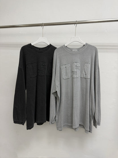 刺繡USA print top丨2 col