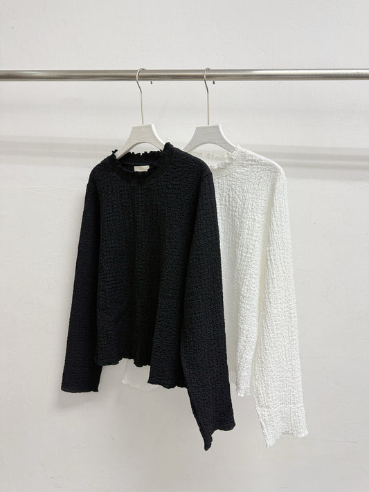 【新品優惠】皺皺紋ruffle領top丨2 col