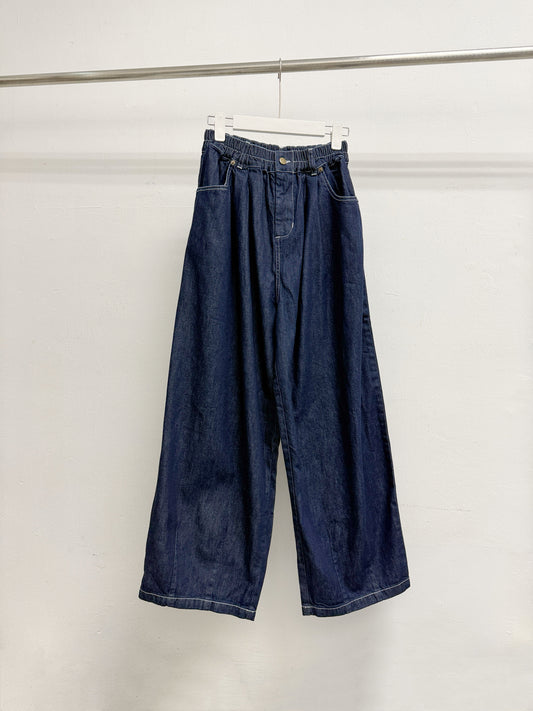 全橡筋腰牛仔闊褲