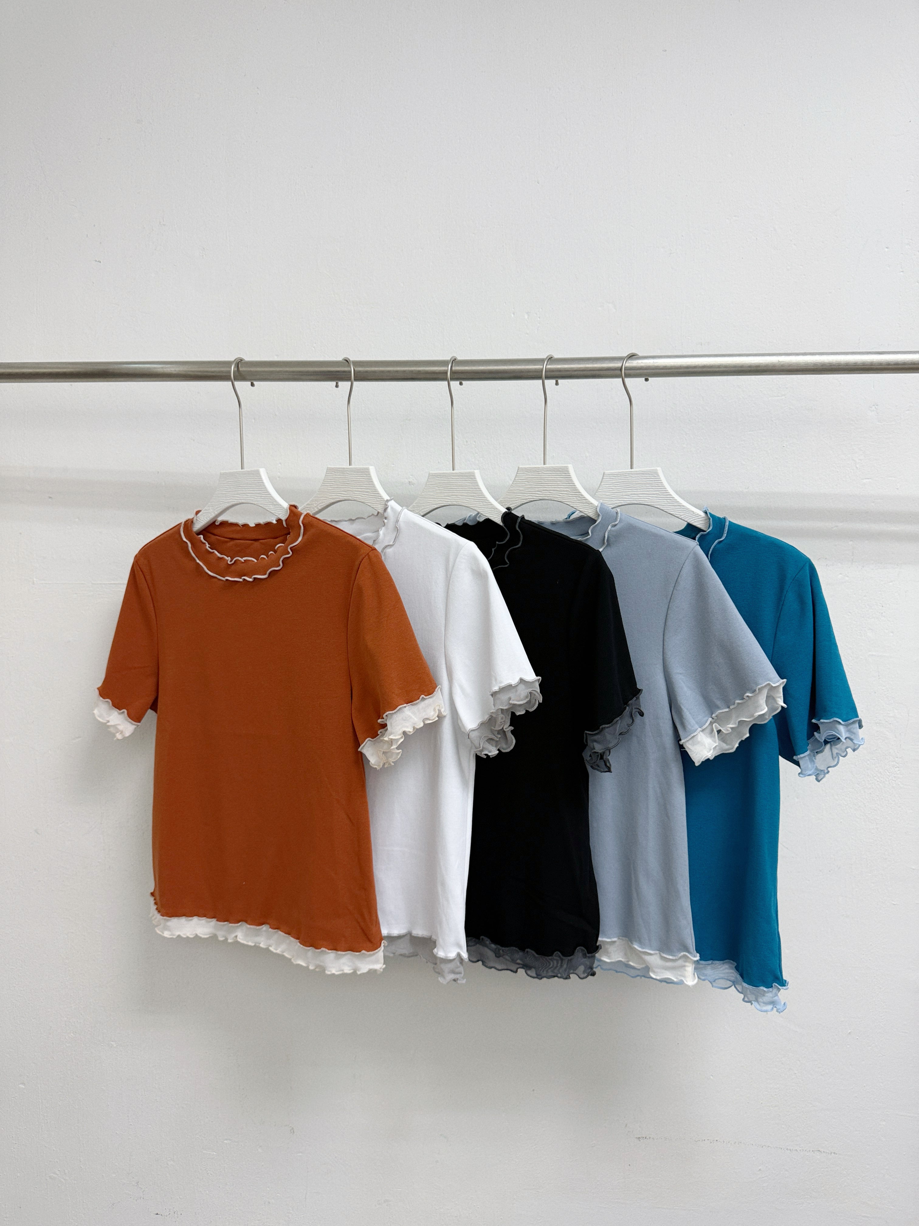 【新品優惠】捲邊拼紗棉質上衣丨5 col