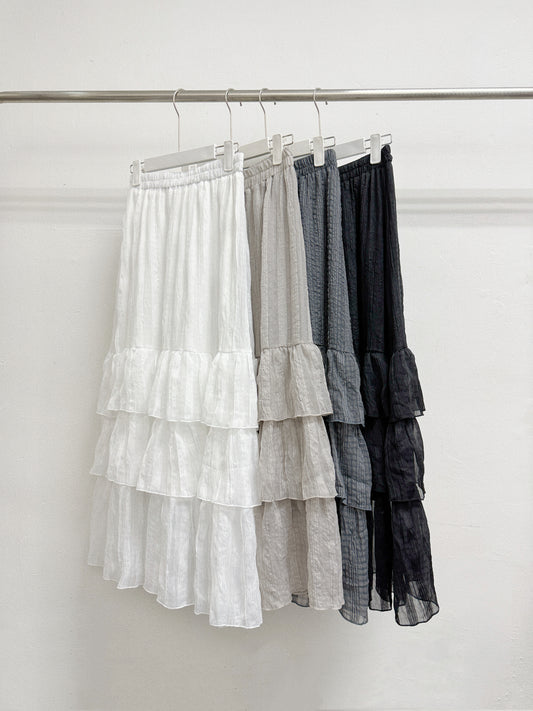 格紋層層半身裙丨4 col