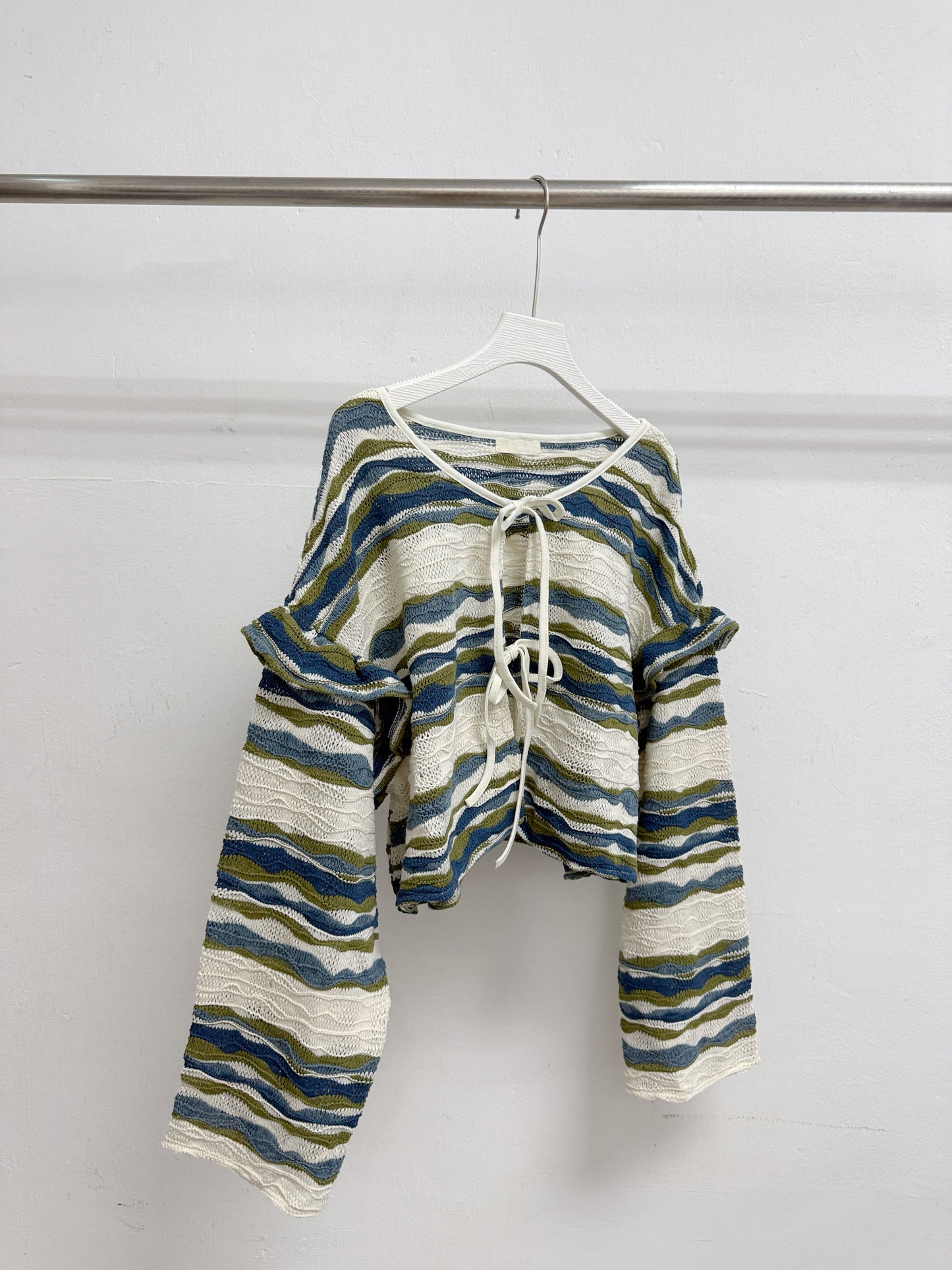 靚拼色～波浪紋綁帶針織外襯