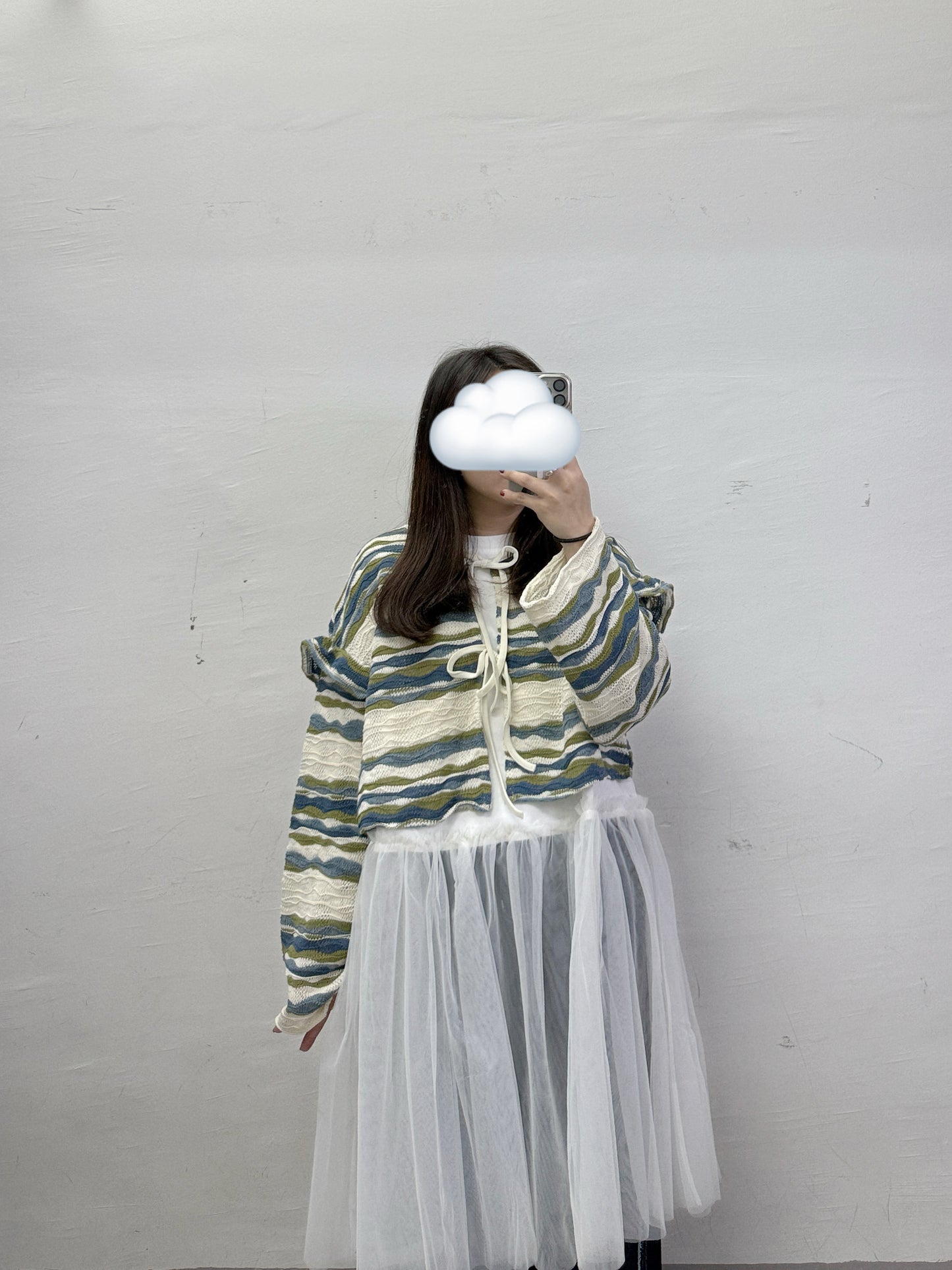 靚拼色～波浪紋綁帶針織外襯