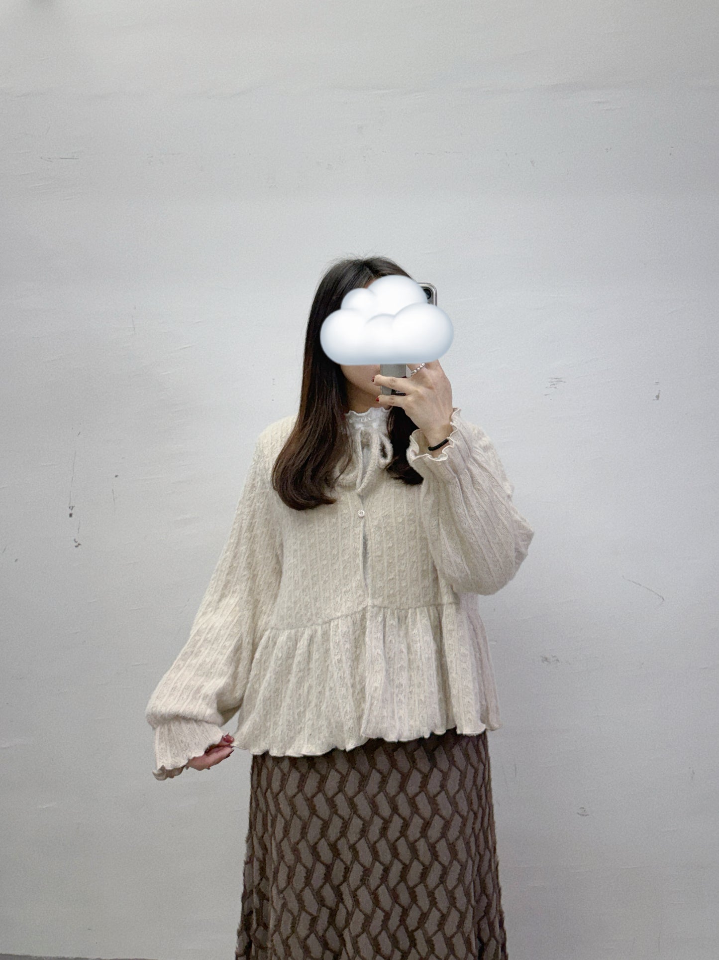 【新品優惠】暗花紋綁帶毛茸針織外襯丨4 col