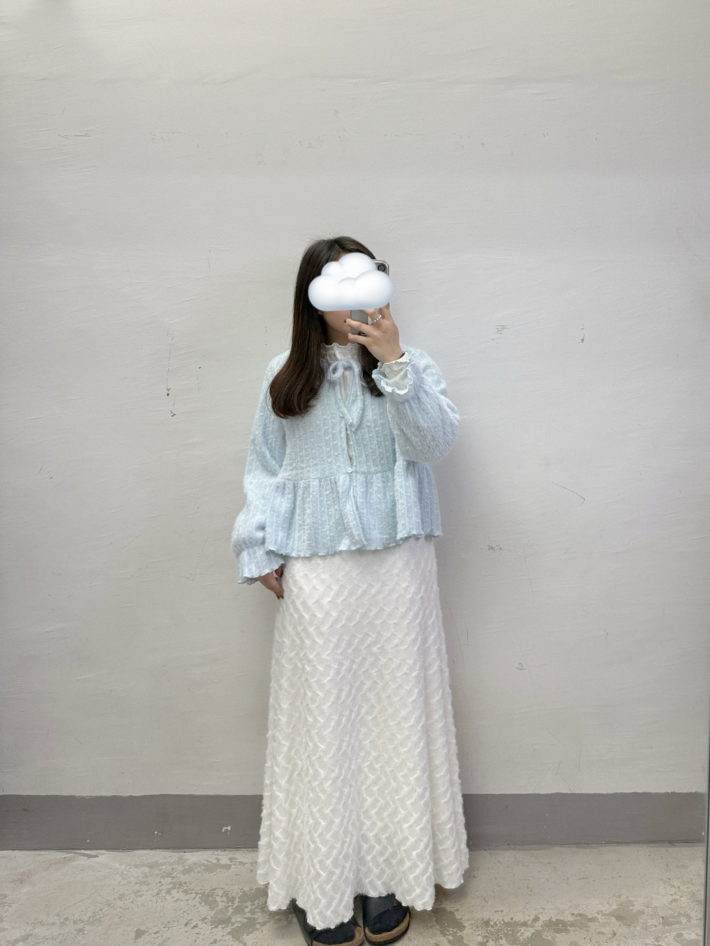 【新品優惠】暗花紋綁帶毛茸針織外襯丨4 col