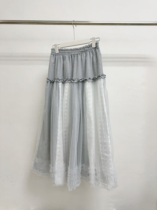 重工～條紋拼布紗裙