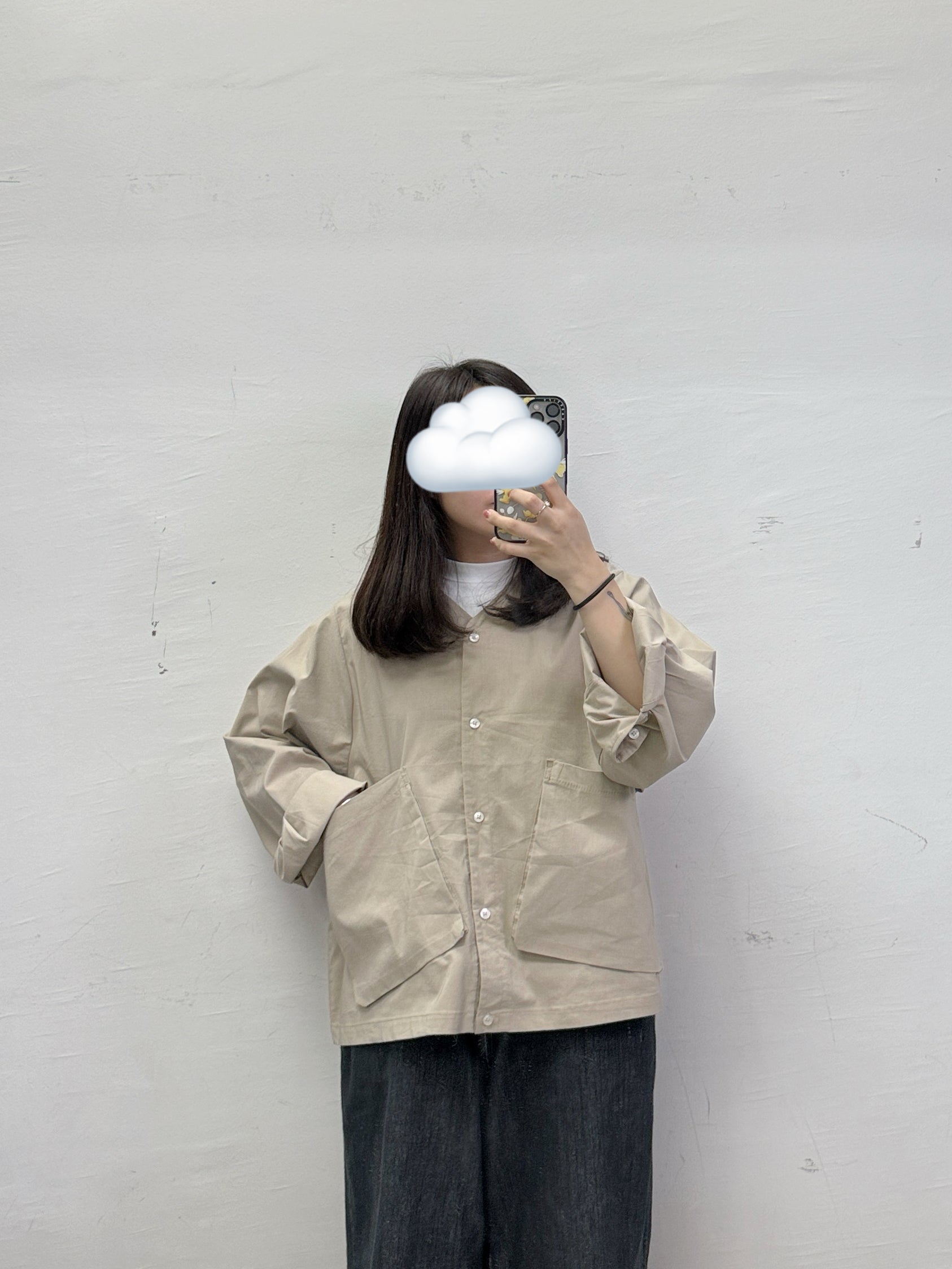 嗦嗦風褸料V領口袋外襯丨3 col