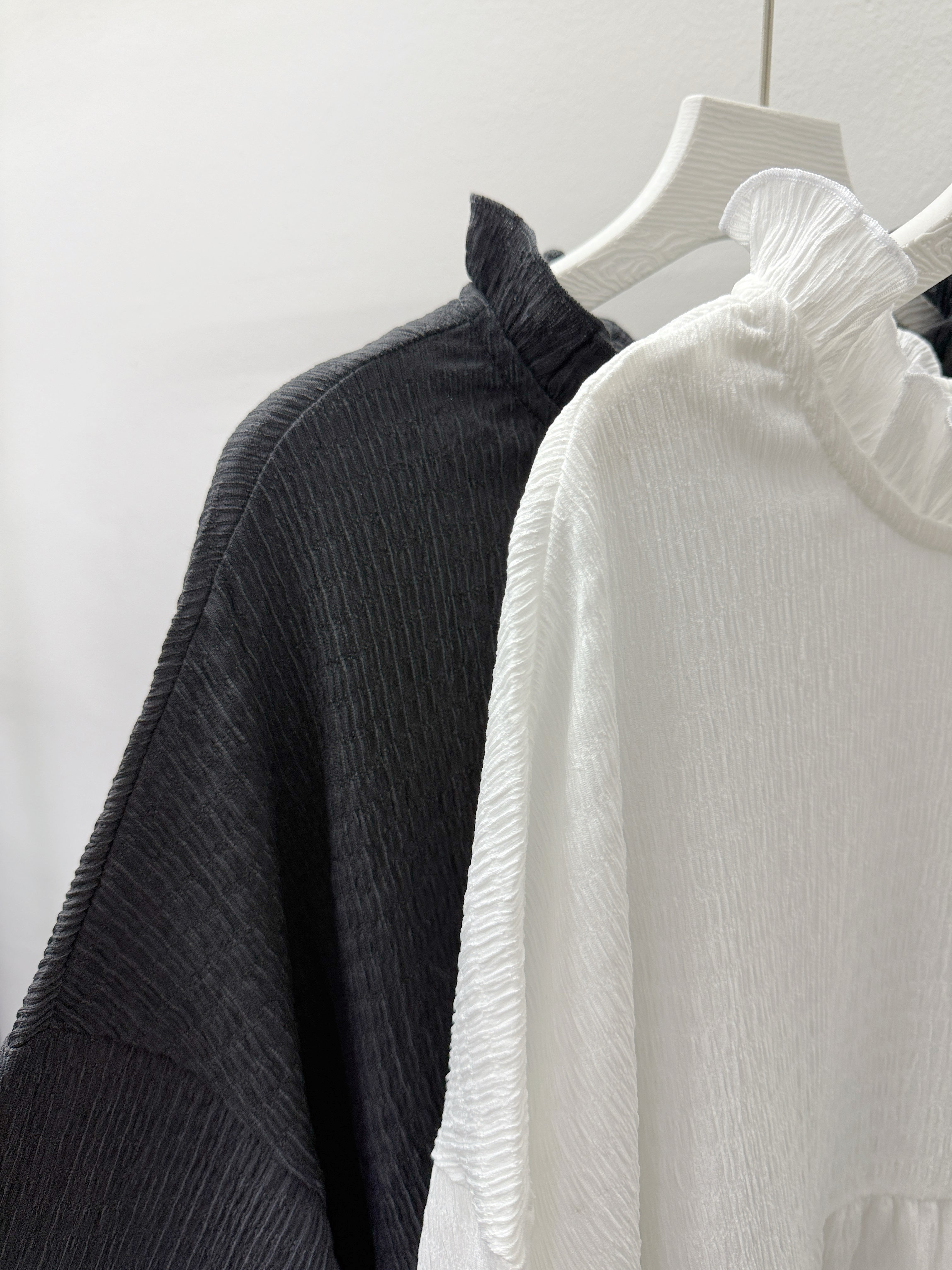 皺皺格紋ruffle領後綁帶娃娃top丨2 col