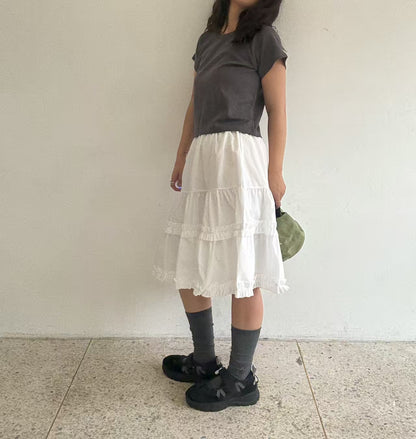 ruffle邊中長半身裙丨2 col