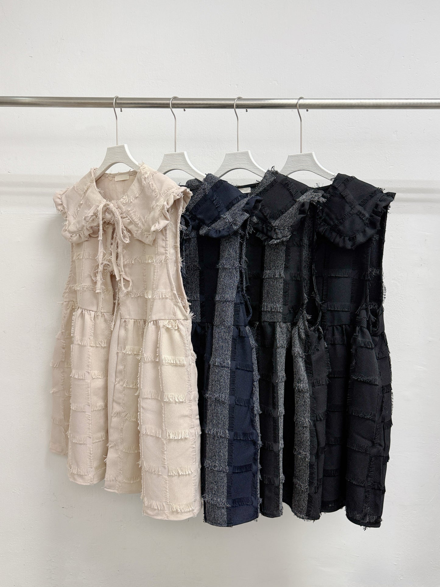 流蘇可拆娃娃領格紋外搭丨4 col