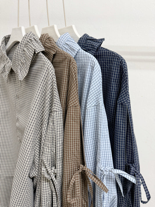 【新品優惠】格紋綁帶花領恤丨4 col