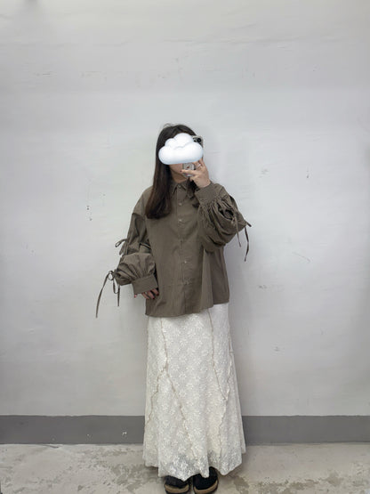 【SALE】格紋綁帶花領恤丨深藍