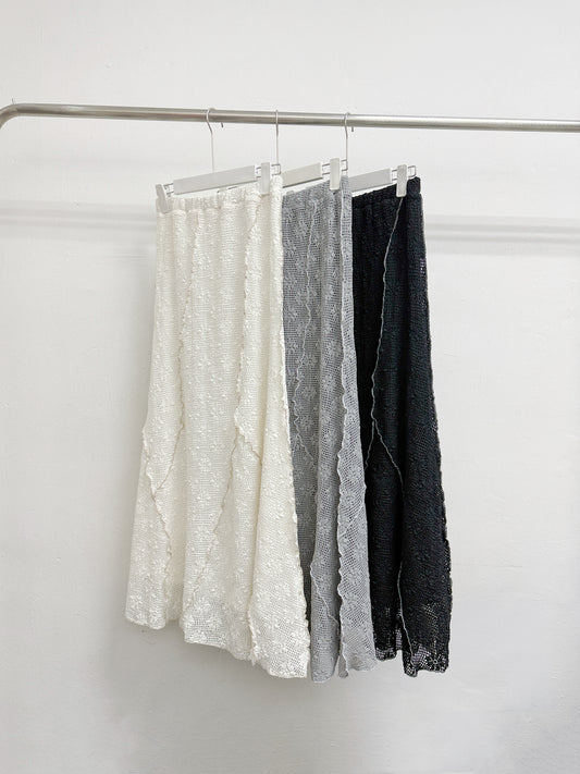 【新品優惠】花花紋不規則車線半身裙