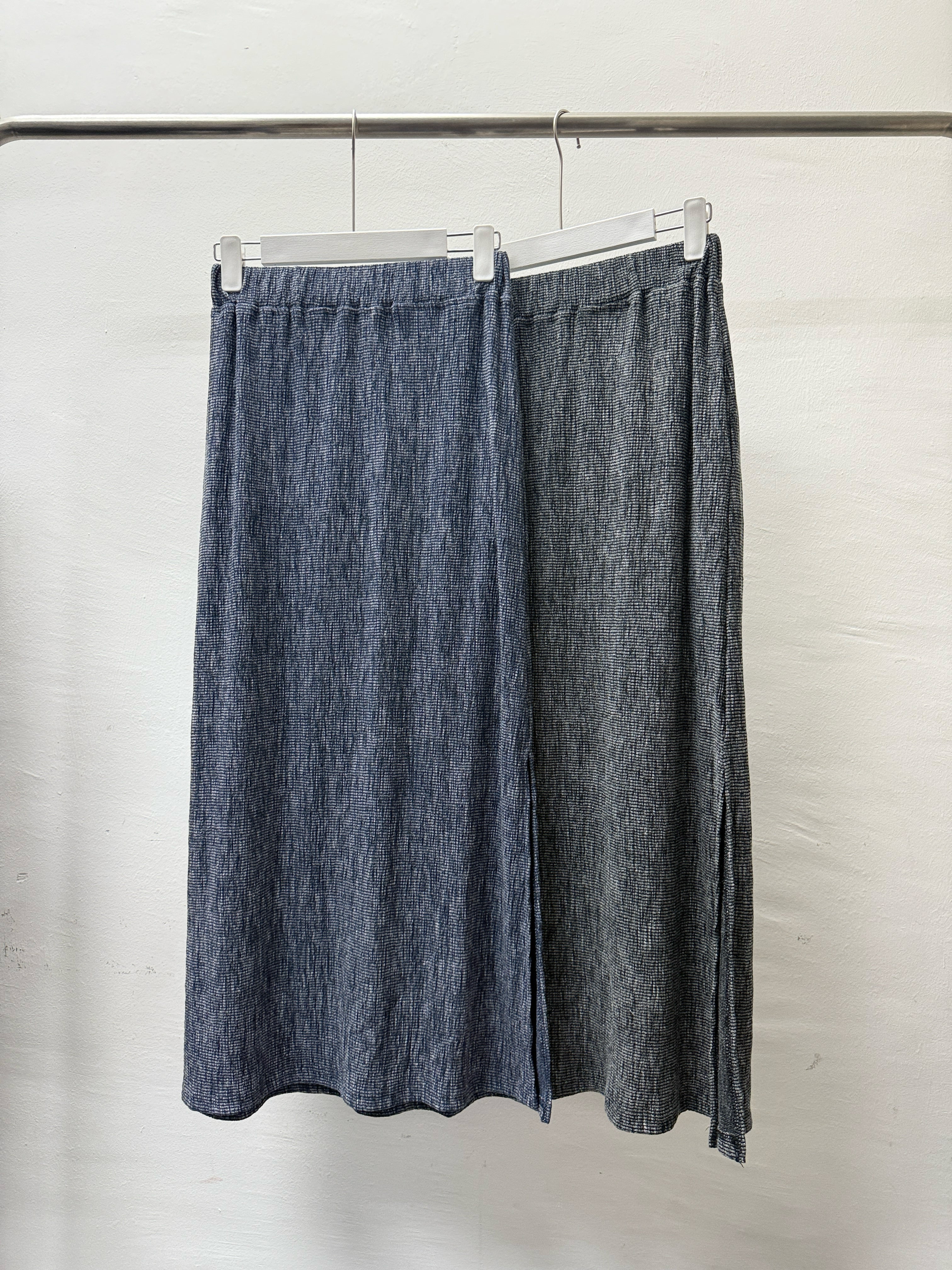 【SALE】混色側開叉半身裙丨藍