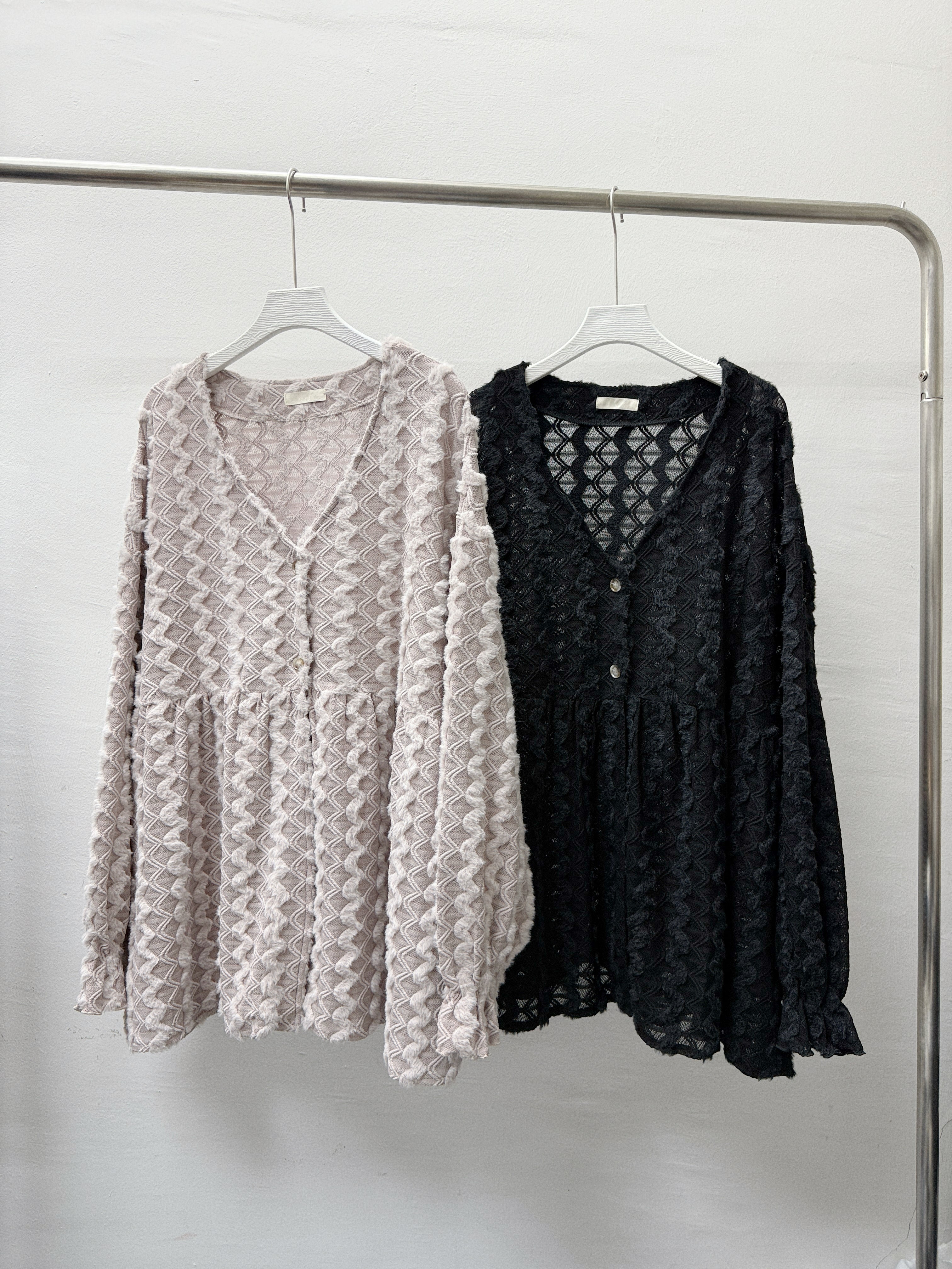 波浪紋v領外襯丨3 col