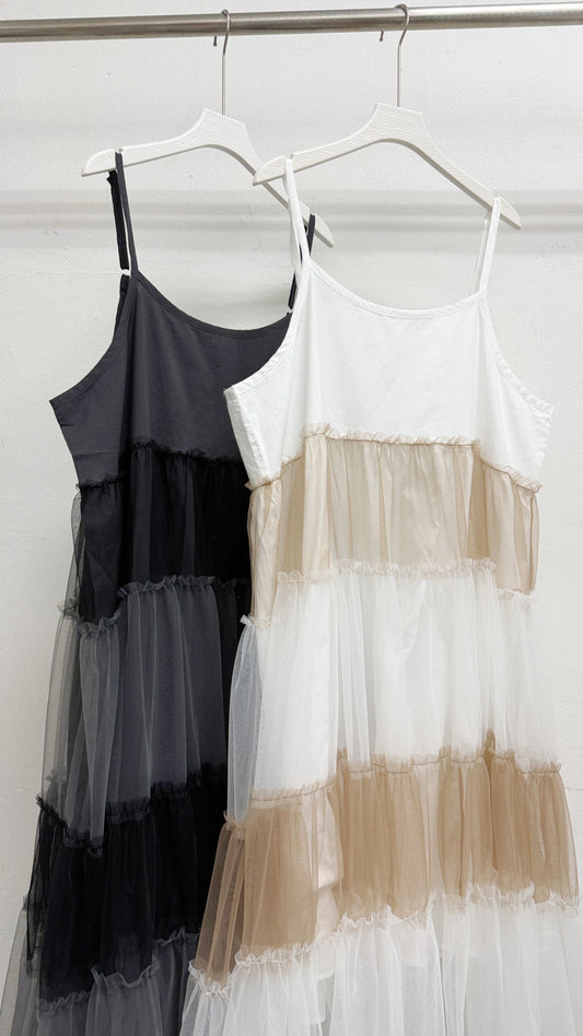 【新品優惠】拼色紗紗吊帶ops丨2 col