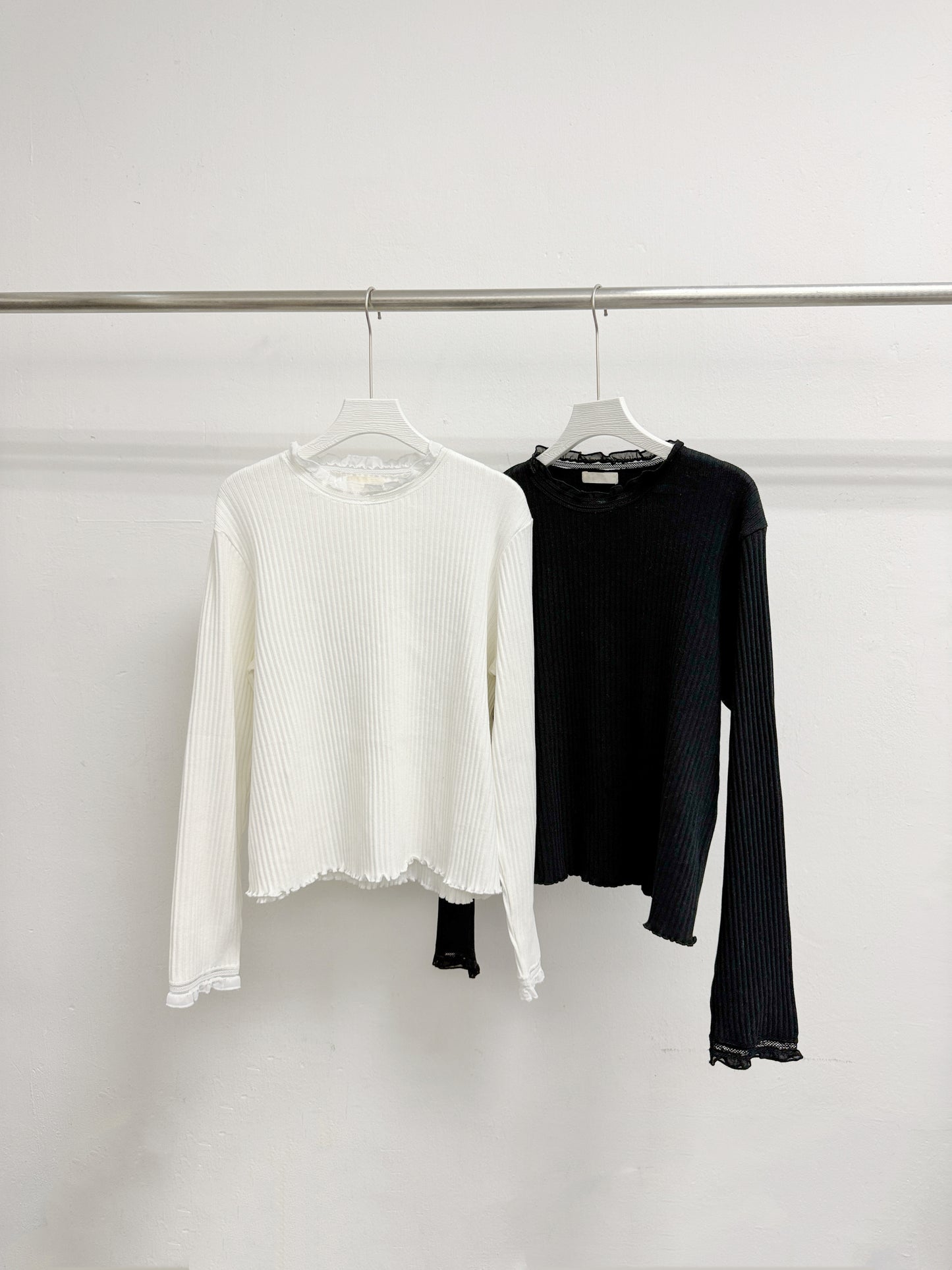 lace領坑紋打底top丨2 col