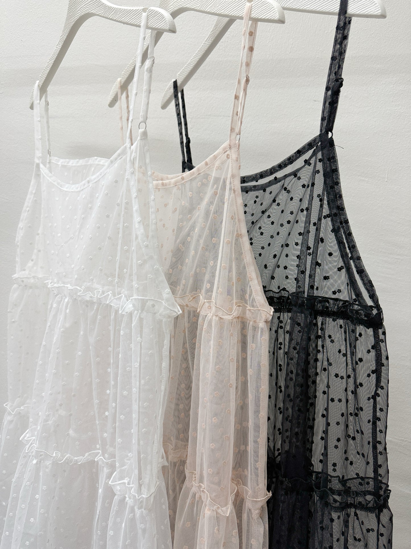 【SALE】點點花紋透紗外搭丨粉橙