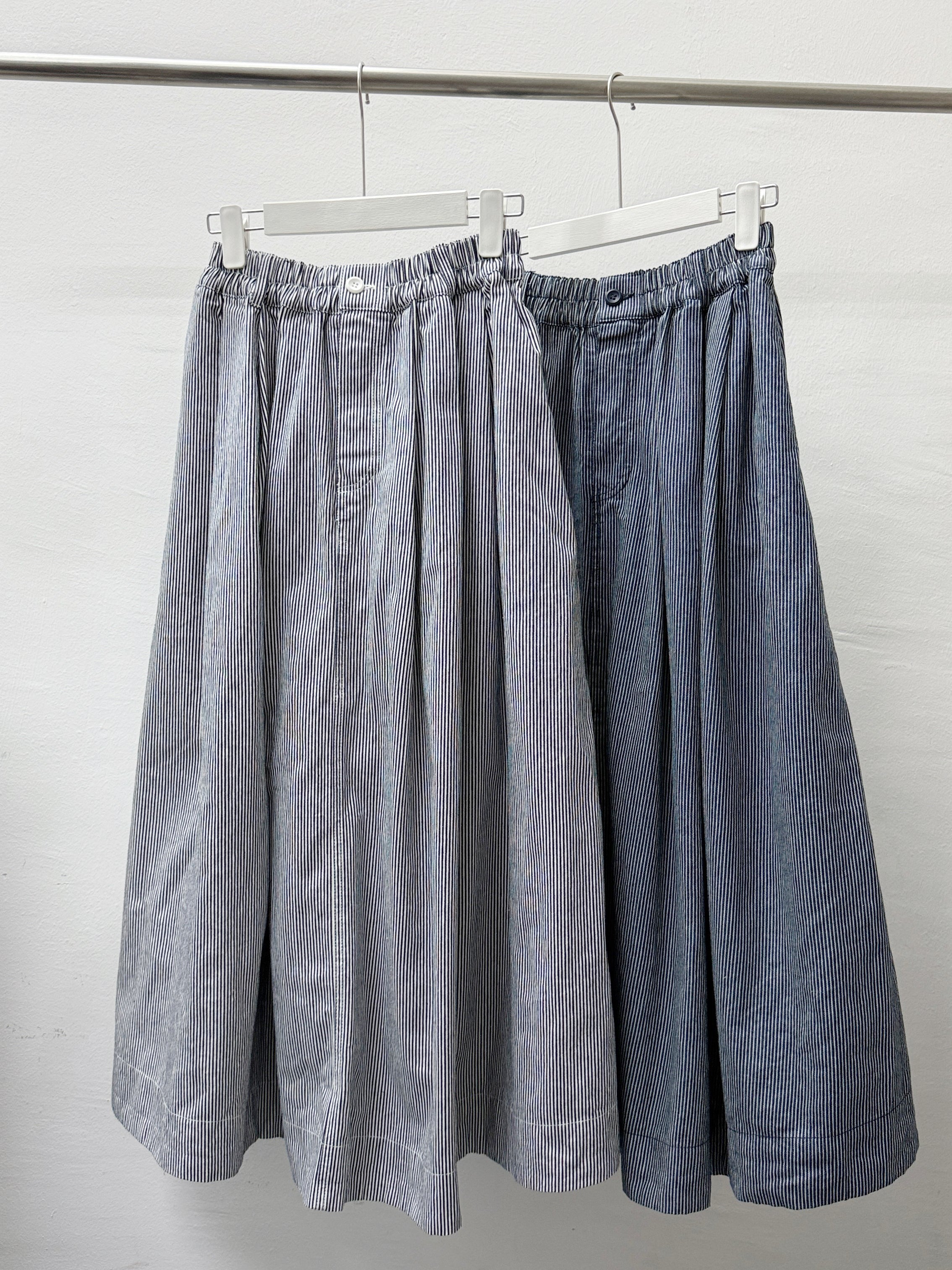 全橡筋斜布條紋半身裙｜2 col