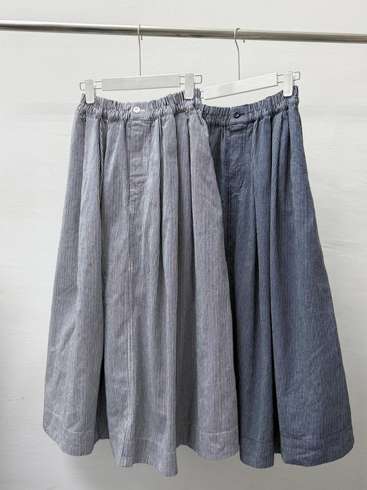 全橡筋斜布條紋半身裙｜2 col