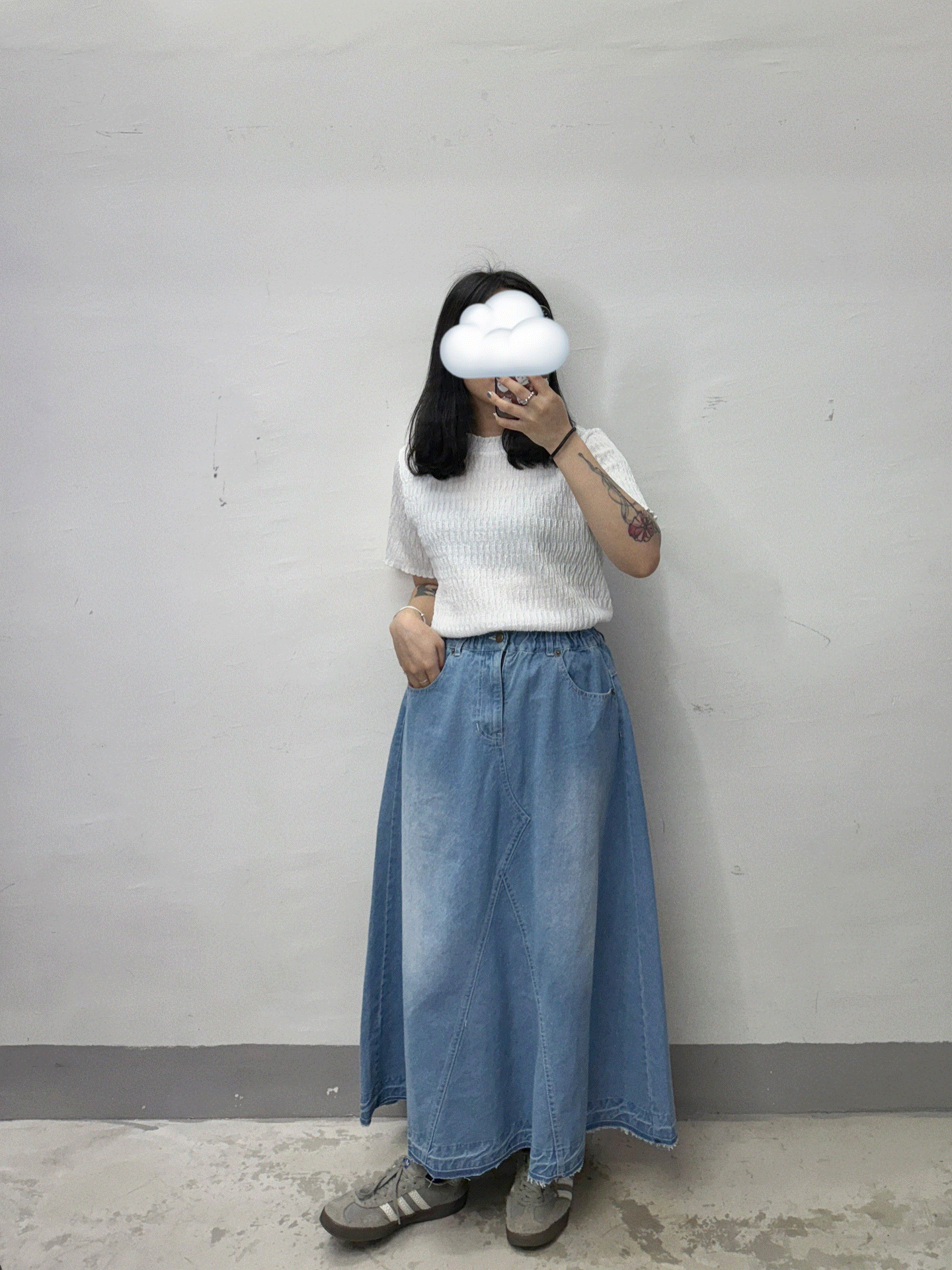 daily洗水色牛仔半身裙