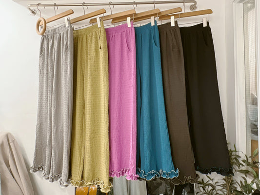 【新品優惠】日系褲腳ruffle邊樹紋褲丨6 col