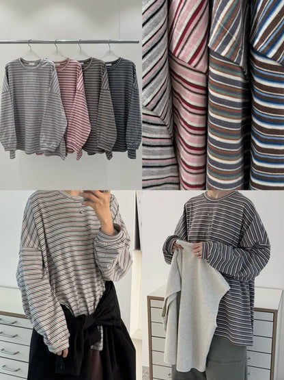 【SALE】靚拼色條紋上衣丨炭灰