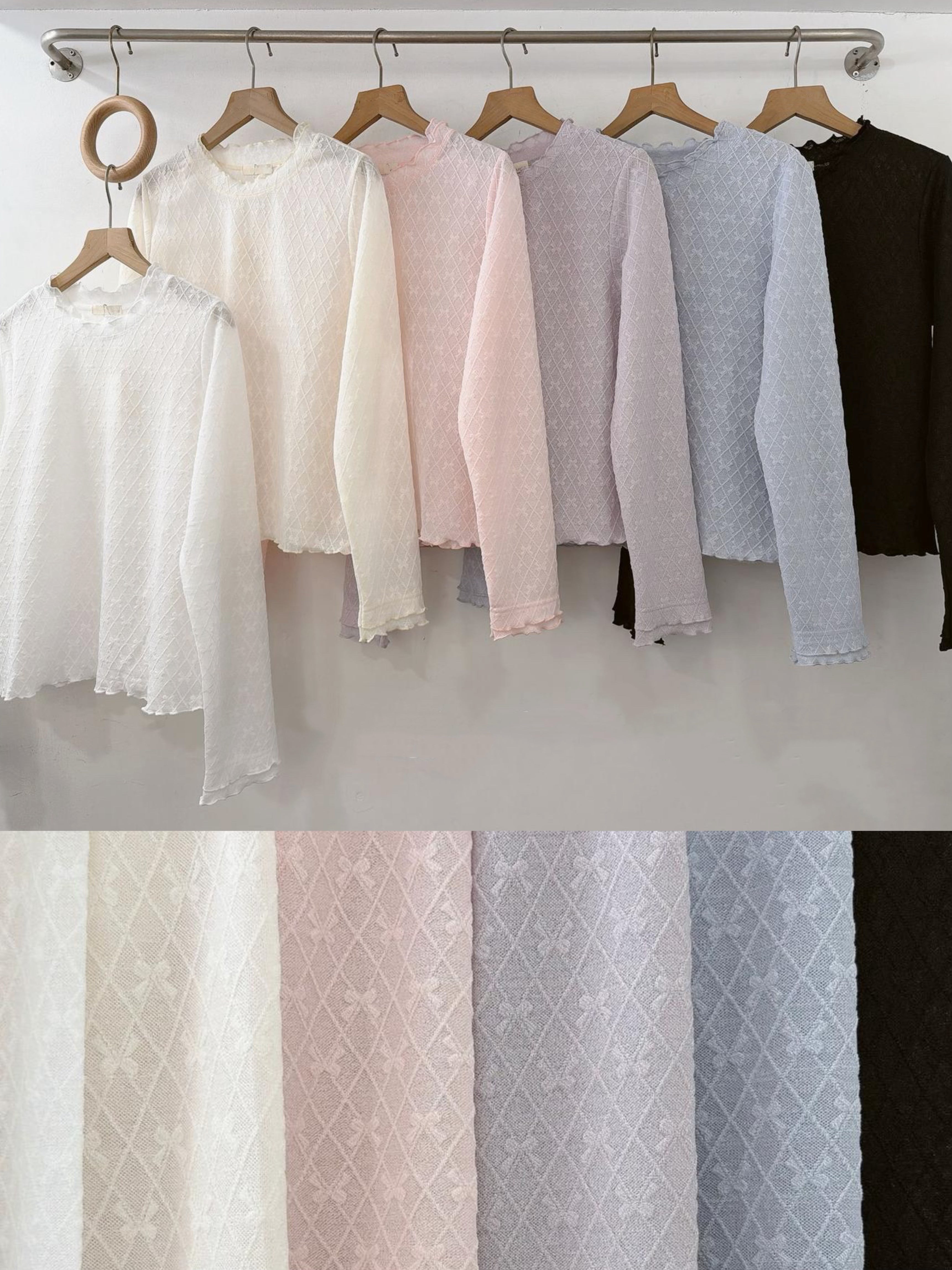 蝴蝶菱格紋打底top丨6 col