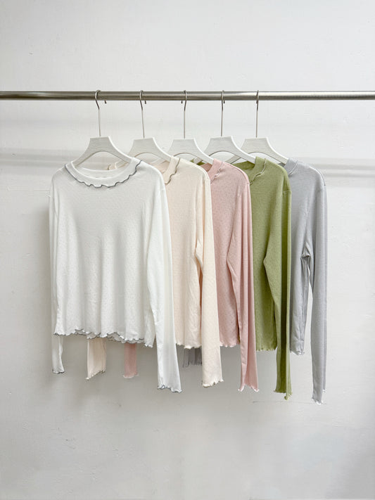 【新品優惠】點點紋捲邊打底top丨5 col