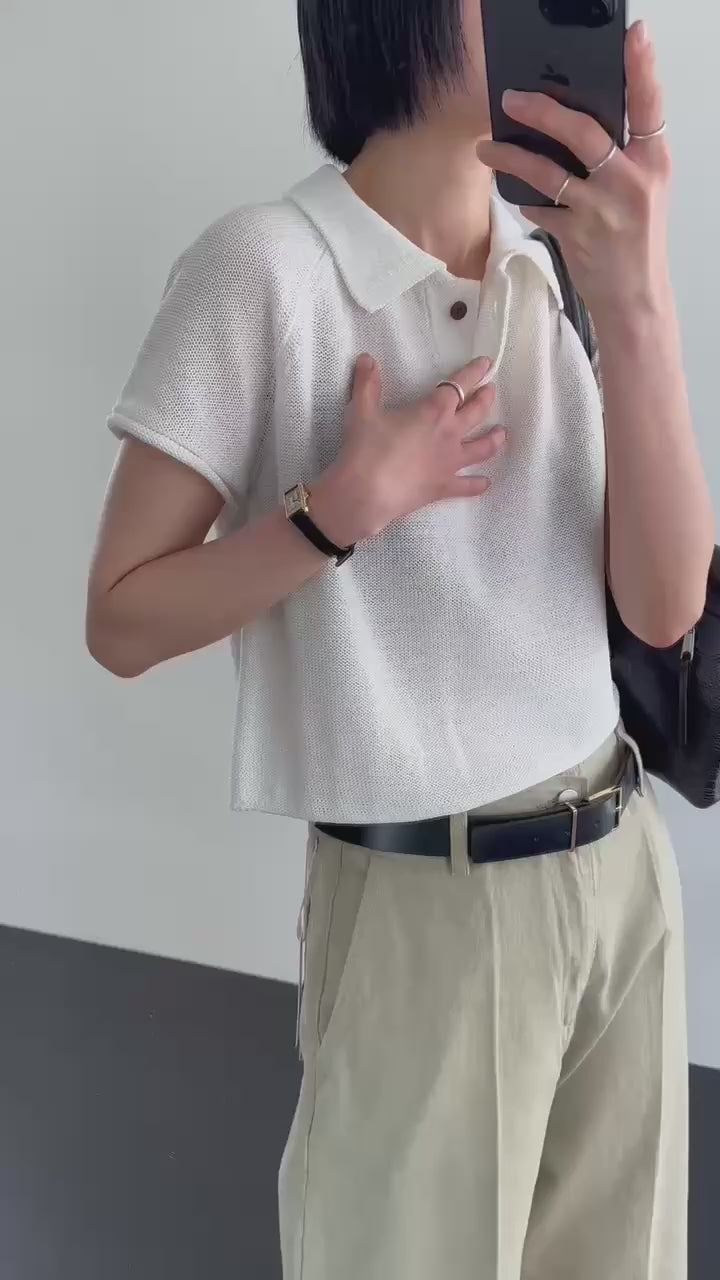 【SALE】通爽針織有領top丨黑